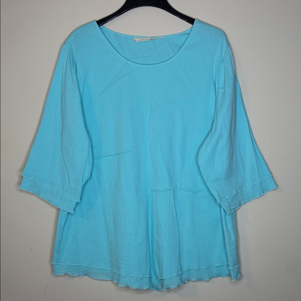 Soft Surroundings Light Blue Women's Gauze Scoop Neck Top Size 2XL
